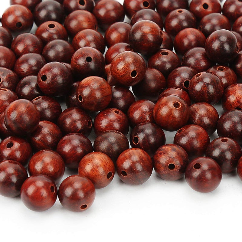 Prometis 200pcs 8mm Natural Sandalwood Round Beads Gorgeous Craft Handmade Polished Spacer Mala Pray Beads with Elastic Cord for Bracelets DIY Rosary Tasbih Jewelry Making - Image 1